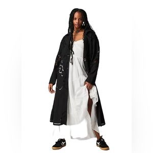Free People Susanna Duster Eyelet Cotton & Linen Coat size small
